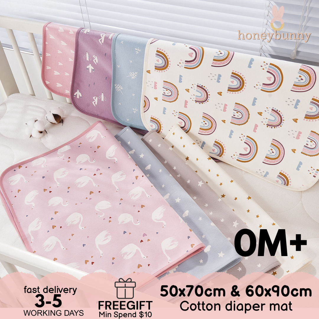 55 2025 10 24 baby cotton diaper changing mat or bed protector for newborn to kids – foldable, easy to clean 50 x 70cm 60 x 90cm 90 x 120cm sg